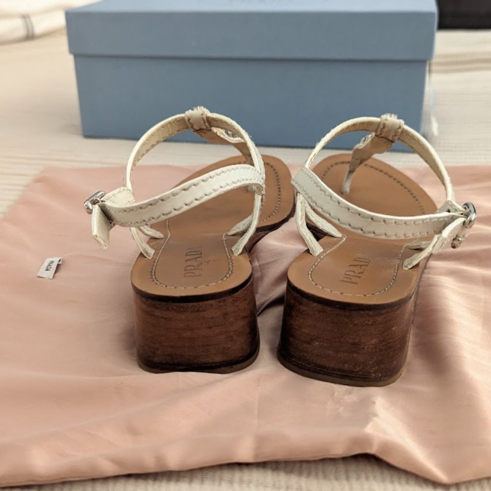 Prada leather crystal embellishments slingback sandals - Picture 5 of 6